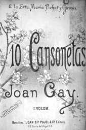 10 cansonetas, portada del fullet de Joan Gay