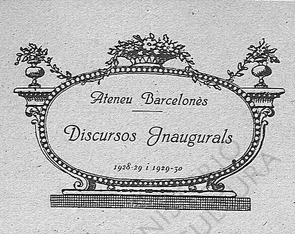 Portada dels Discursos Inaugurals (Cursos 1928/1929 i 1929/1930)